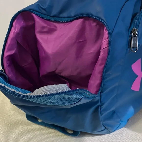 Under Armour Undeniable 4.0 Duffle Gym Dance Travel Bag Blue/Pink - Picture 7 of 14